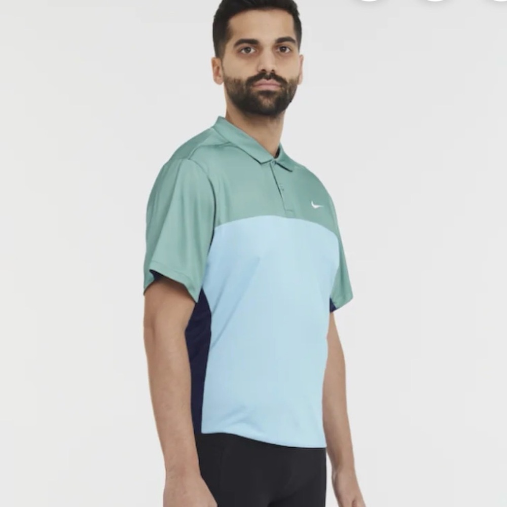 Nike Men’s Two-Tone Green Blue Color-block Golf Polo Victory+ Dri-fit XXL